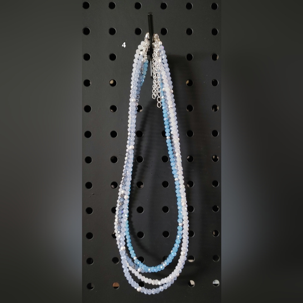 Elegant Blue and Silver Beaded Necklace